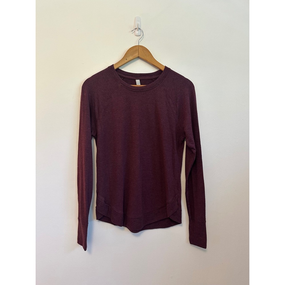 Athleta Burgundy Heathered Modal Raglan Long Sleeve Top | Size Small
